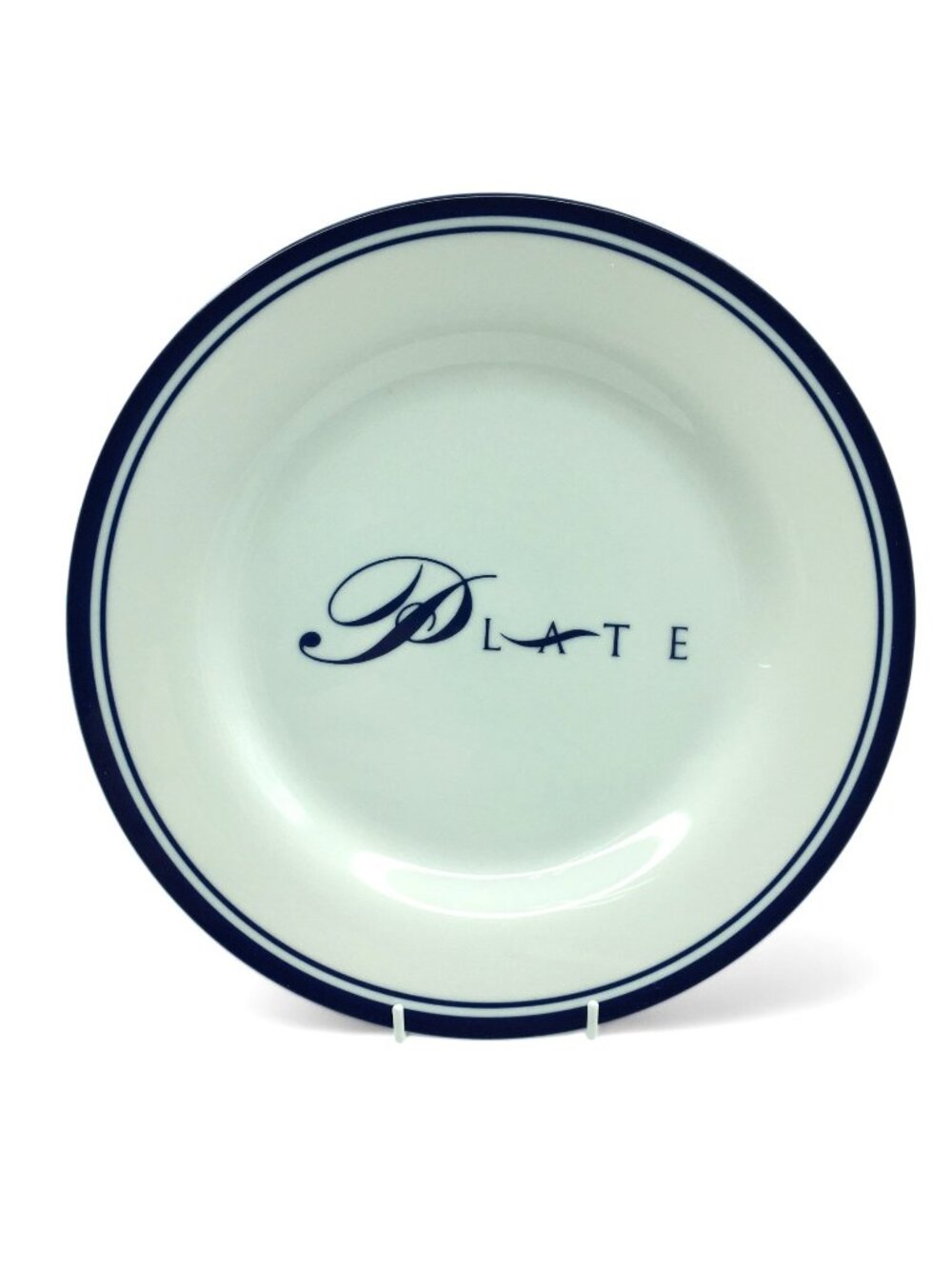 Pottery Barn PARAGRAPH White Cobalt Blue Band Dinner Platter Chop Plate 12-1/4”